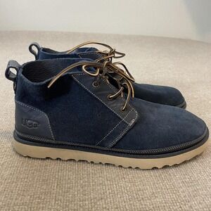 UGG Boots Mens Size 13 Blue Suede Chukka Ankle Lined Casual Winter 1020369